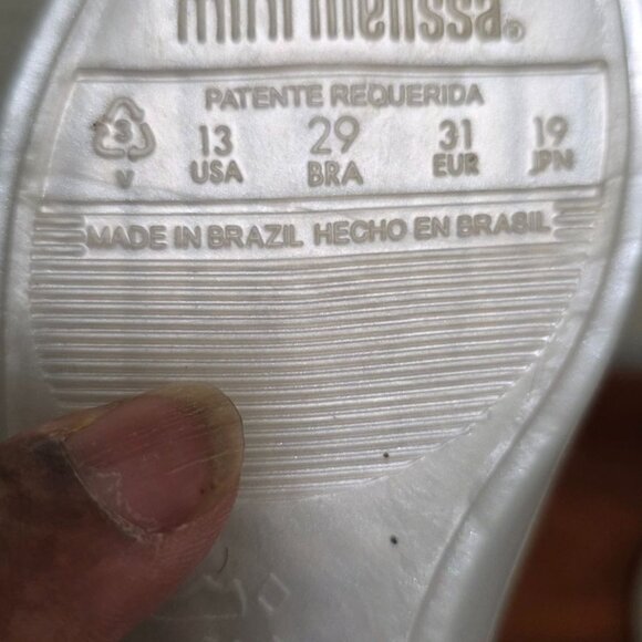 Mini Melissa Disney Princess Tiana Shoes Flower Detail Light Gray Flats Girls Si - Picture 8 of 9